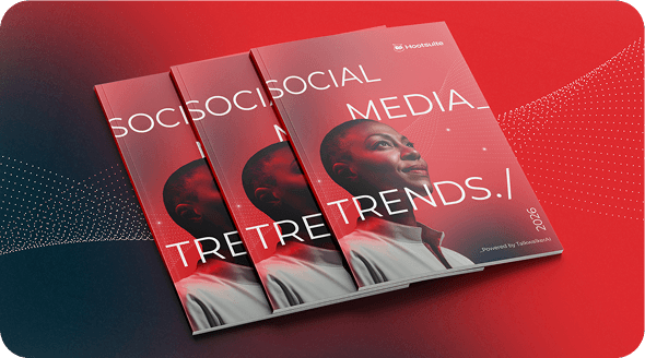 Three copies of a red social media trends magazine cover featuring a profile portrait against a gradient background
